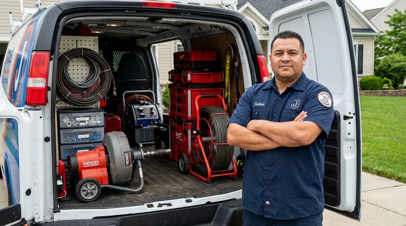 Professional drain cleaning equipment and Johns Plumbing LLC plumber in Aibonito
