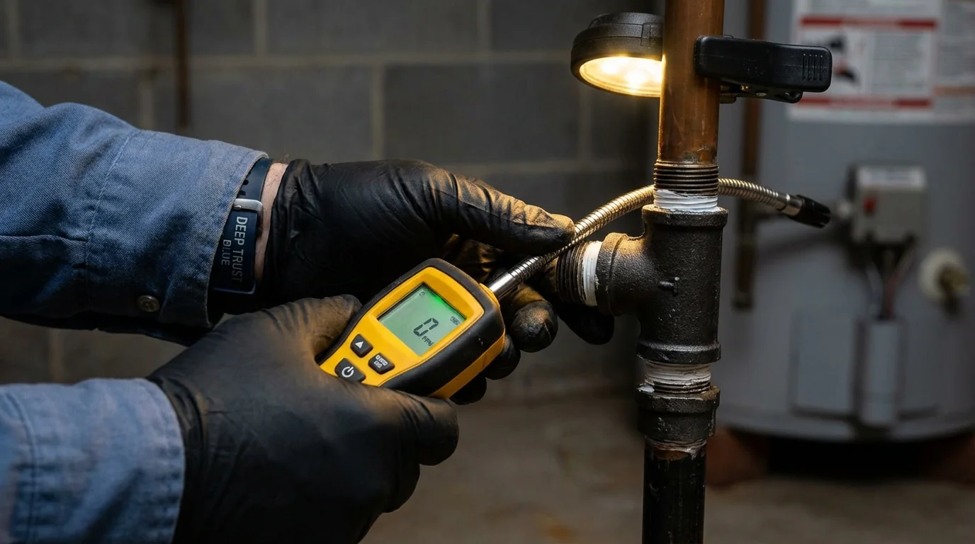 Gas leak detection with electronic sniffer by Johns Plumbing LLC in Aibonito